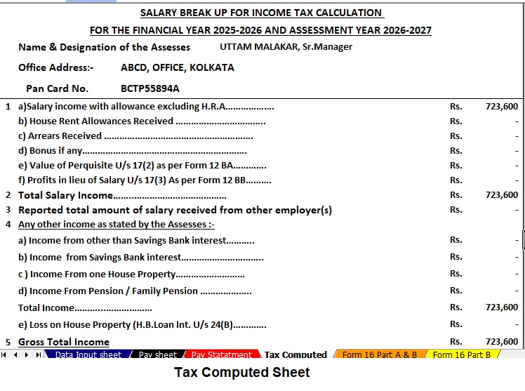 How to Calculate Income Tax for the Maharashtra State Employees as per Budget 2025 with Automatic Income Tax Calculator All in One for the Maharashtra State Employees for the F.Y. 2025-26 as per Budget 2025