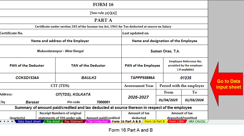 Automatic Income Tax Preparation Software in Excel for the FY 2025-26