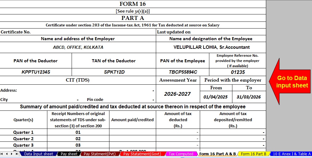 Automatic Income Tax Calculator All in One for the Government and Non-Government Employees with Form 10E in Excel for the F.Y.2025-26